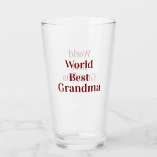 World best Grandma grandmother grandparents pink n Glass
