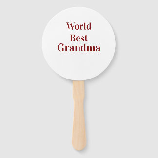 World best Grandma grandmother grandparents pink n Hand Fan