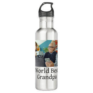 World best Grandpa add name text sports text simpl 710 Ml Water Bottle