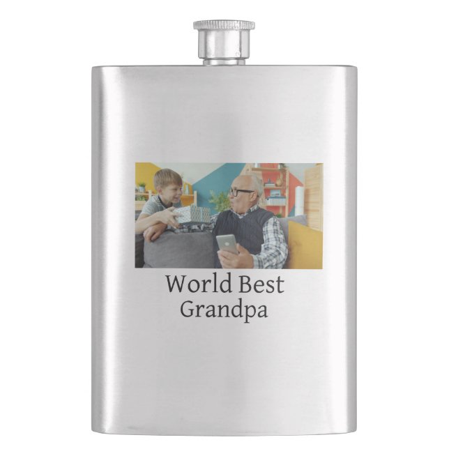 World best Grandpa add name text sports text simpl Hip Flask (Front)
