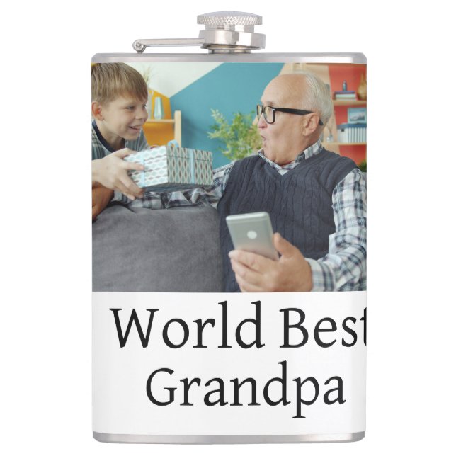 World best Grandpa add name text sports text simpl Hip Flask (Front)