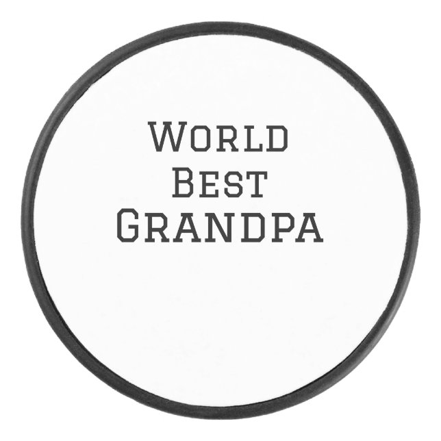World best Grandpa add name text sports text simpl Hockey Puck (Front)