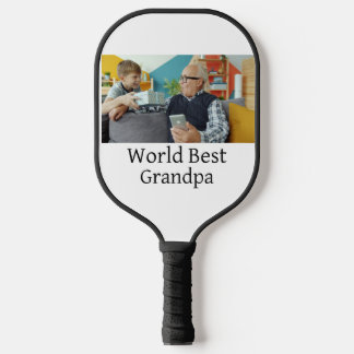 World best Grandpa add name text sports text simpl Pickleball Paddle