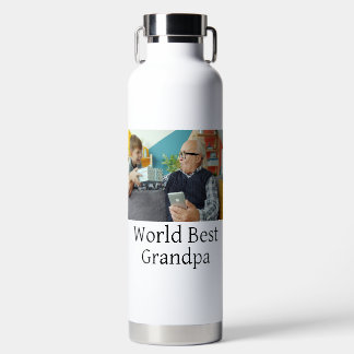 World best Grandpa add name text sports text simpl Water Bottle