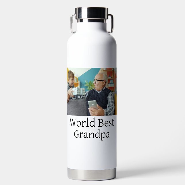World best Grandpa add name text sports text simpl Water Bottle (Front)