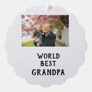 World best Grandpa photo name father's day grandpa Tree Decoration Card