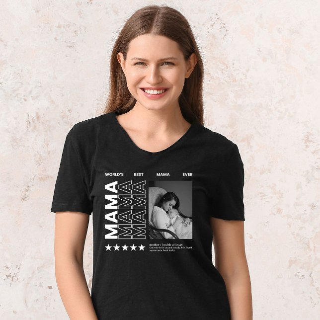 World Best Mama Typography and Custom photo  T-Shirt (Creator Uploaded)