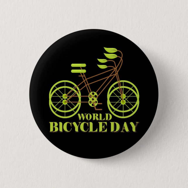 World Bicycle Day 6 Cm Round Badge (Front)