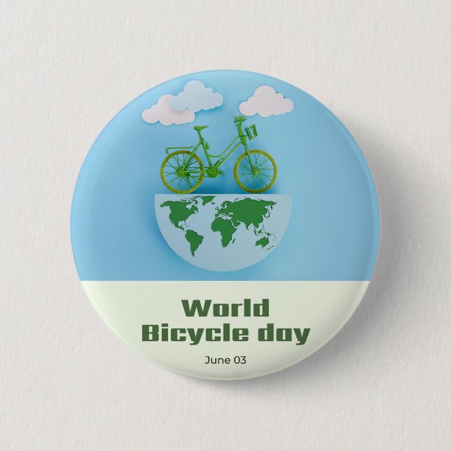 World Bicycle Day 6 Cm Round Badge (Front)
