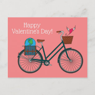 World Bike Happy Valentine's_Blush Postcard