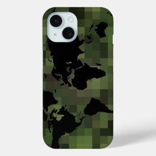 World Black Graphic Map iPhone 15 Case