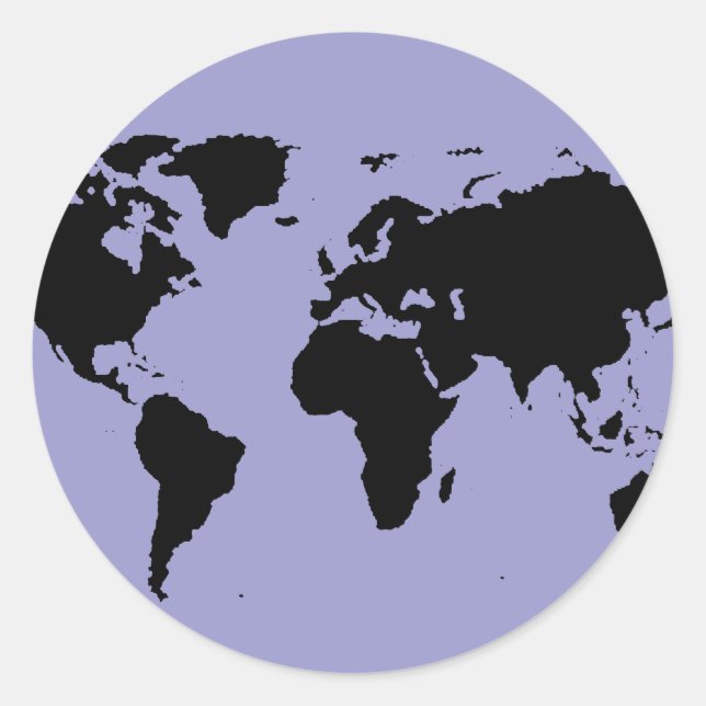 world black graphic map classic round sticker (Front)
