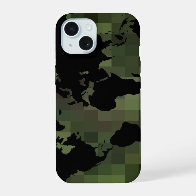 World Black Graphic Map iPhone 15 Case (Back)