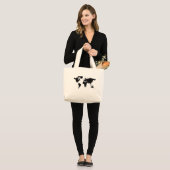 world black graphic map large tote bag (Front (Model))