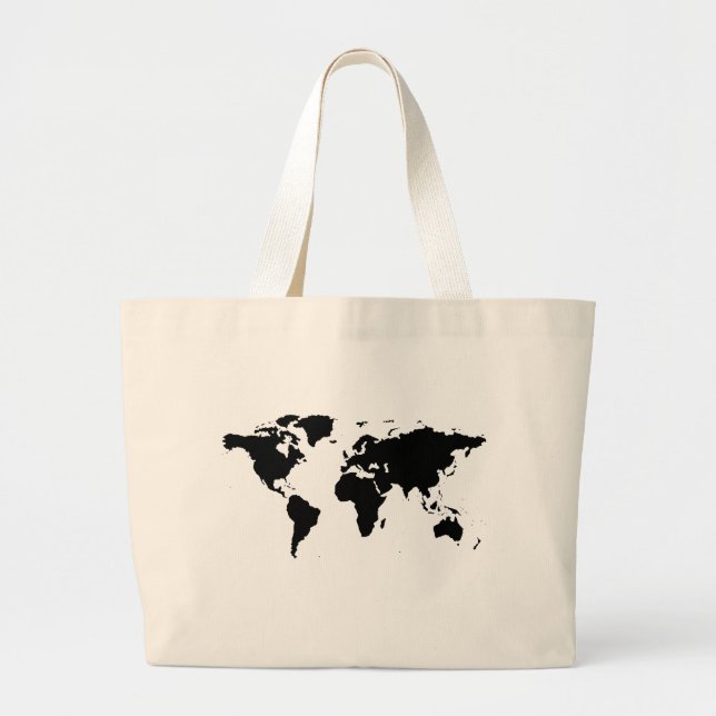 world black graphic map large tote bag (Front)