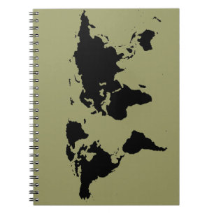 world black graphic map notebook