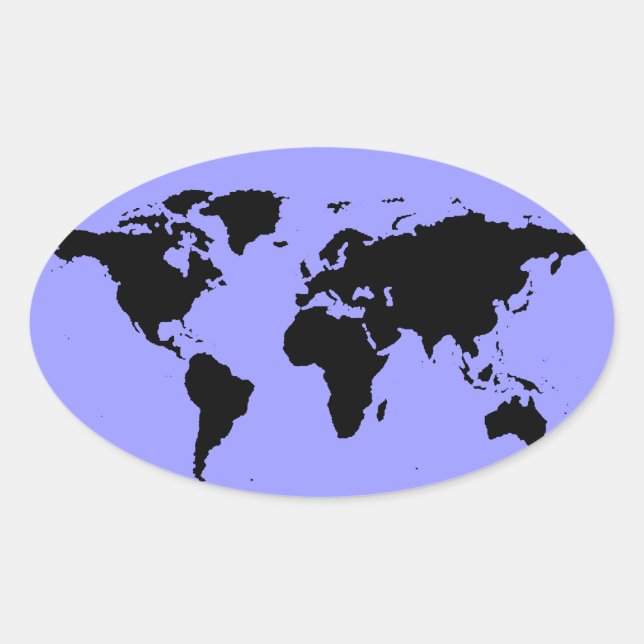 world black graphic map oval sticker (Front)