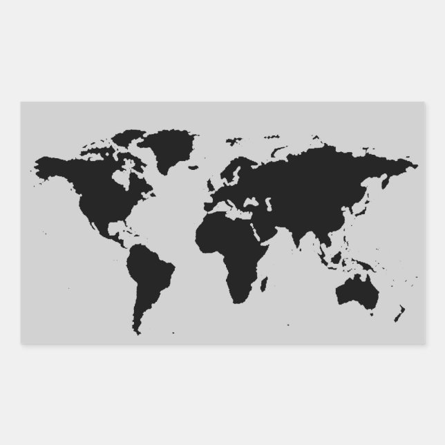 world black graphic map rectangular sticker (Front)