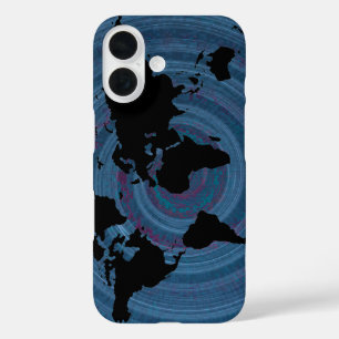 World black map iPhone 16 case
