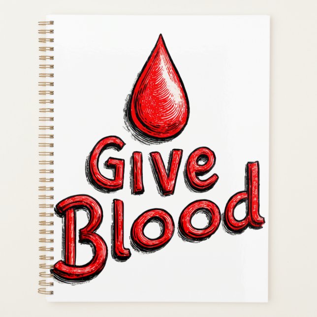 World Blood Donor Day - Give Blood Text with Drops Planner (Front)