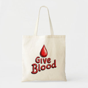 World Blood Donor Day - Give Blood Text with Drops Tote Bag