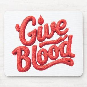 World Blood Donor Day - Glossy Blood Donation Text Mouse Pad