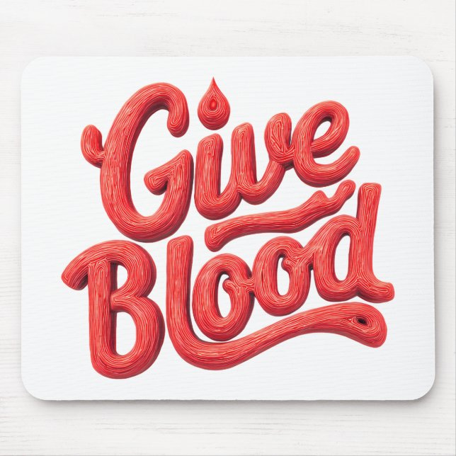 World Blood Donor Day - Glossy Blood Donation Text Mouse Pad (Front)
