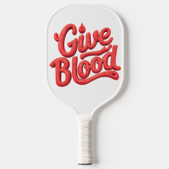 World Blood Donor Day - Glossy Blood Donation Text Pickleball Paddle (Front)