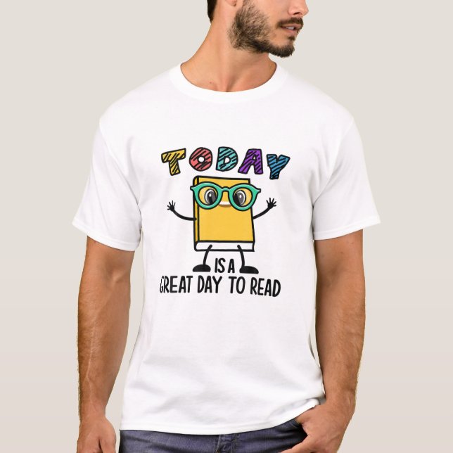 World Book Day Book Character As Too Many Books Lo T-Shirt (Front)