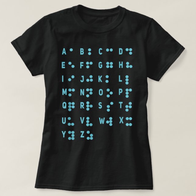 World Braille Day Alphabet Impaired Dots Braille T-Shirt (Design Front)