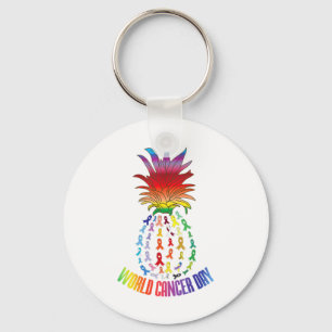 World Cancer Day Awareness Saying Pineapple  Key Ring