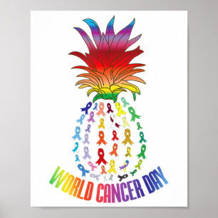 World Cancer Day Awareness Saying Pineapple Poster