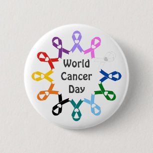 World Cancer Day Breast Lung Colon Liver Prostate 6 Cm Round Badge