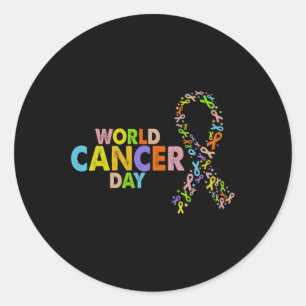 World Cancer Day Ribbon Support Cancer All Ribbon  Classic Round Sticker