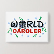 World Caroler with Green Music Notes and Blue Snow