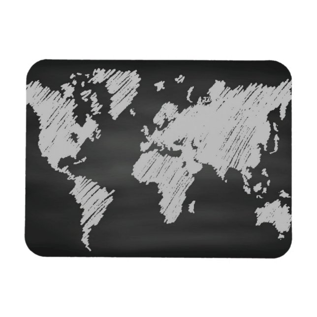 World Chalkboard Map Magnet (Horizontal)