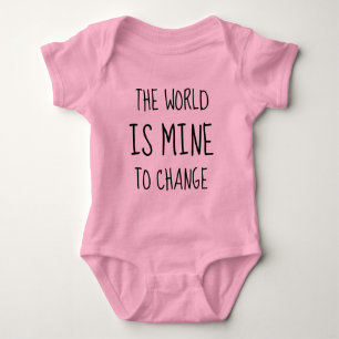 World Change Hero Empower Feminist Typography Baby Bodysuit