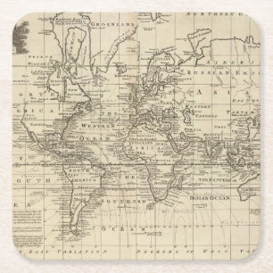 World Chart Square Paper Coaster