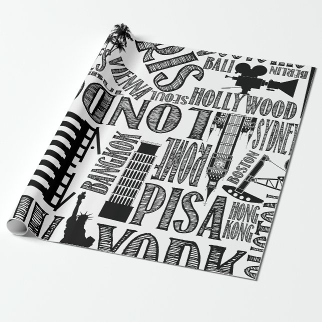 World Cities Wrapping Paper (Unrolled)