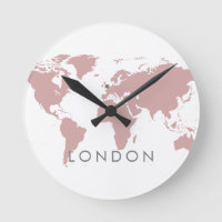 World Clock Custom Elegant City Time Zone Pink