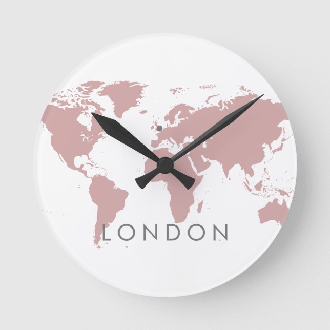 World Clock Custom Elegant City Time Zone Pink (Front)
