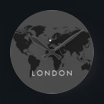 World Clock Custom Elegant Modern City Time Zone<br><div class="desc">Elegant and modern world clock with custom city name and location marker on a world map design that COMPLETELY CUSTOMIZABLE in the colours of your choice for the map design, background, text colour, map marker colour, and even the font can be changed to match your international business workspace so you...</div>