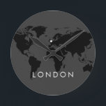 World Clock Custom Elegant Modern City Time Zone<br><div class="desc">Elegant and modern world clock with custom city name and location marker on a world map design that COMPLETELY CUSTOMIZABLE in the colours of your choice for the map design, background, text colour, map marker colour, and even the font can be changed to match your international business workspace so you...</div>
