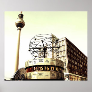 world clock television tower Berlin Poster