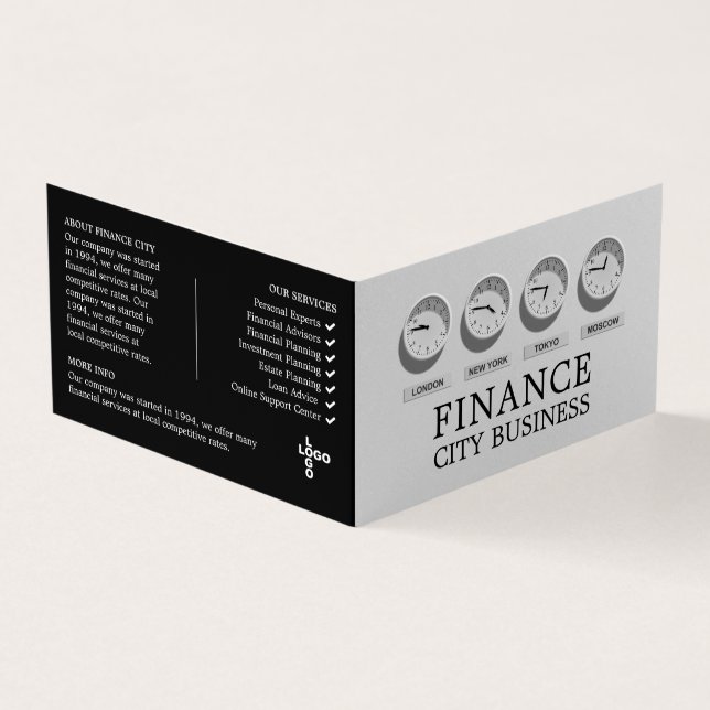 World Clocks, Logo/Photo, Business & Finance Card (Outside)