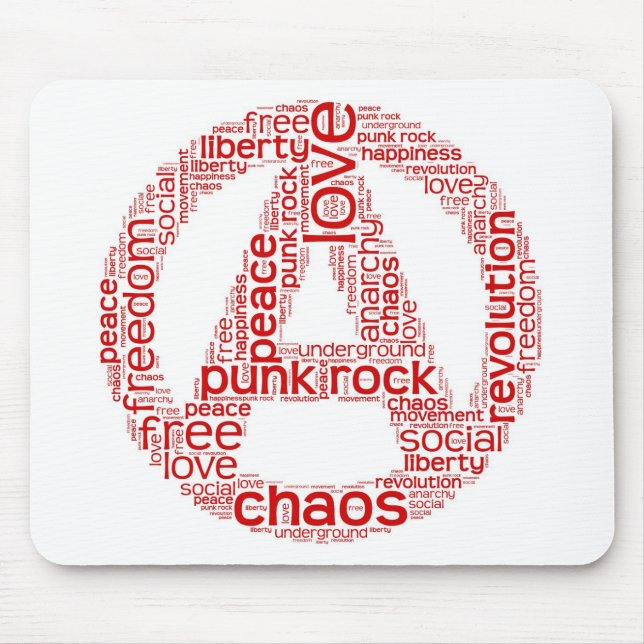 World cloud in anarchy shape mouse pad (Front)