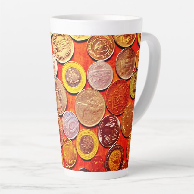 World Coins Latte Mug (Right Angle)