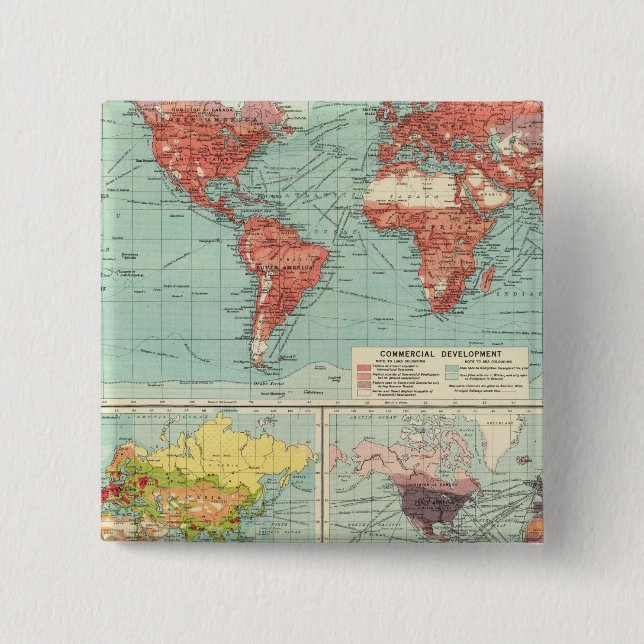 World commerce Map 15 Cm Square Badge (Front)