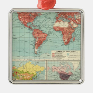 World commerce Map Metal Tree Decoration