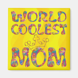 World Coolest Mum yellow waves Magnet